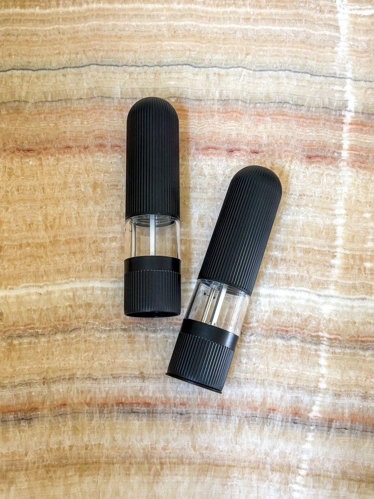 Black Ribbed Salt & Pepper Grinders