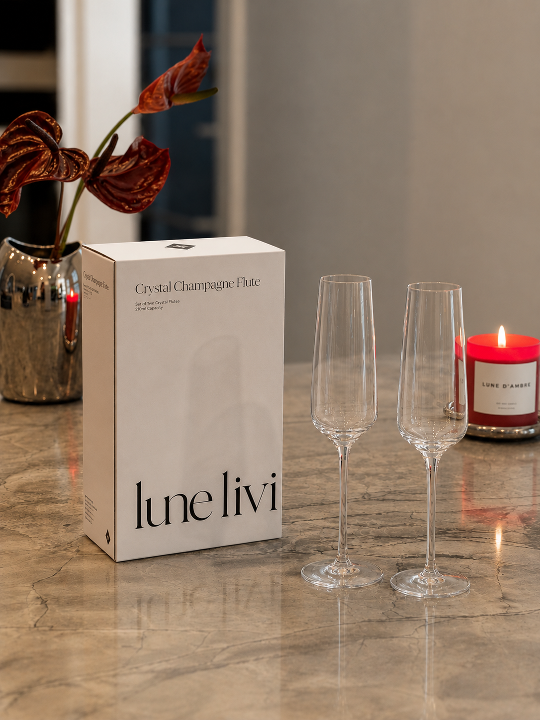 The Jade Crystal Champagne Glass Set