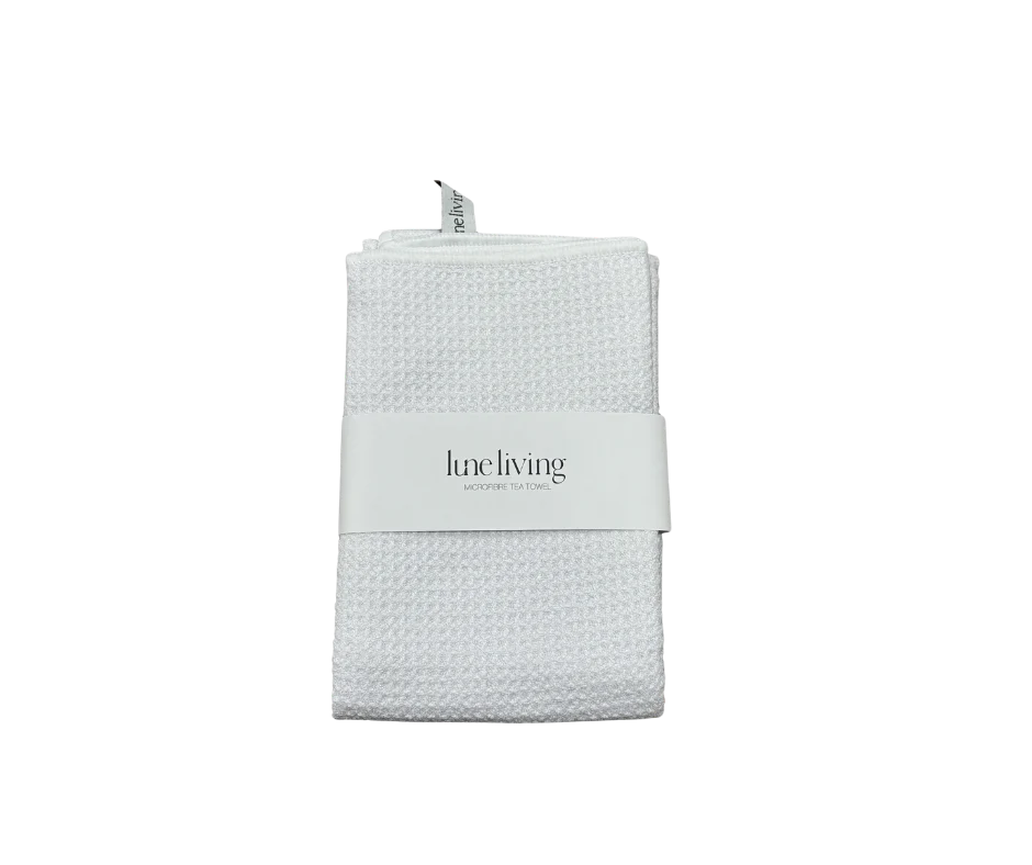 Lune Living Microfibre Tea Towel - White